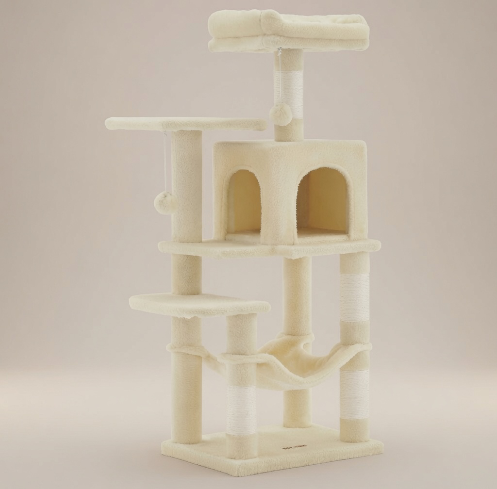 Arbre à Chat 112 cm avec Niches, Plateformes et Griffoirs