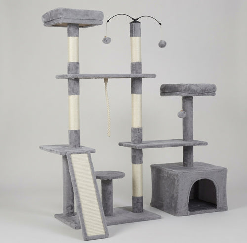 Arbre à Chat Rotatif avec Niche, Rampe et Plateformes