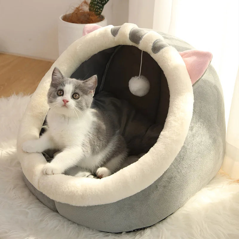 Lit pour chat Deep Sleep – Niche pliable et lavable pour animaux, style cartoon, pour chats et petits chiens
