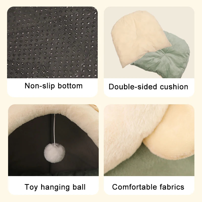 Lit pour chat Deep Sleep – Niche pliable et lavable pour animaux, style cartoon, pour chats et petits chiens
