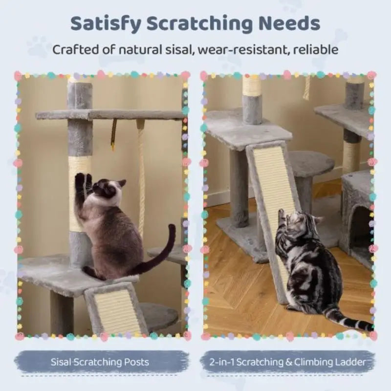 Arbre à Chat Rotatif avec Niche, Rampe et Plateformes