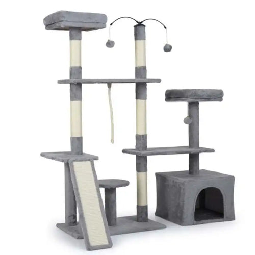 Arbre à Chat Rotatif avec Niche, Rampe et Plateformes