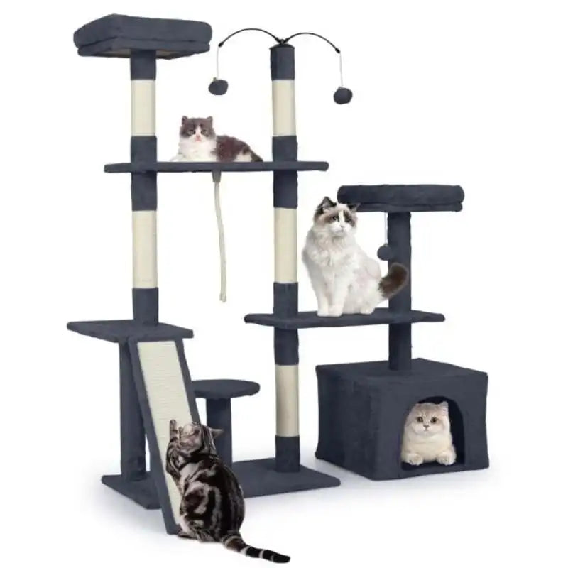 Arbre à Chat Rotatif avec Niche, Rampe et Plateformes