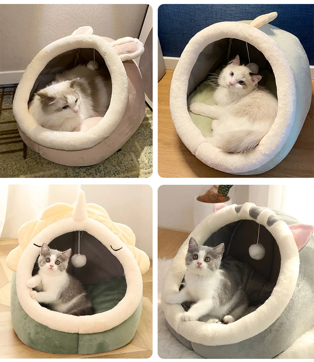Lit pour chat Deep Sleep – Niche pliable et lavable pour animaux, style cartoon, pour chats et petits chiens