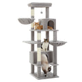 Arbre à chat pour chats adultes d’intérieur – Tour avec griffoirs en sisal, grand hamac en métal et 2 niches spacieuses