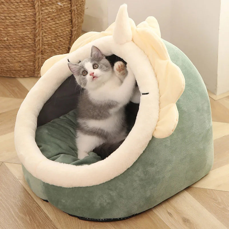 Lit pour chat Deep Sleep – Niche pliable et lavable pour animaux, style cartoon, pour chats et petits chiens