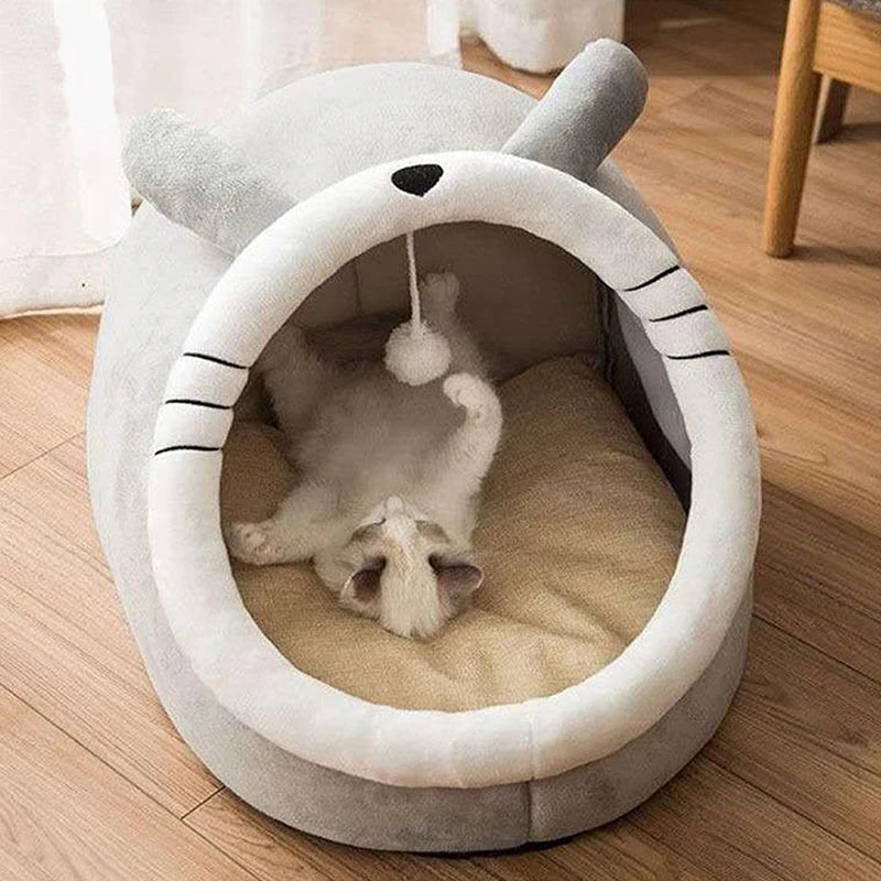 Lit pour chat Deep Sleep – Niche pliable et lavable pour animaux, style cartoon, pour chats et petits chiens