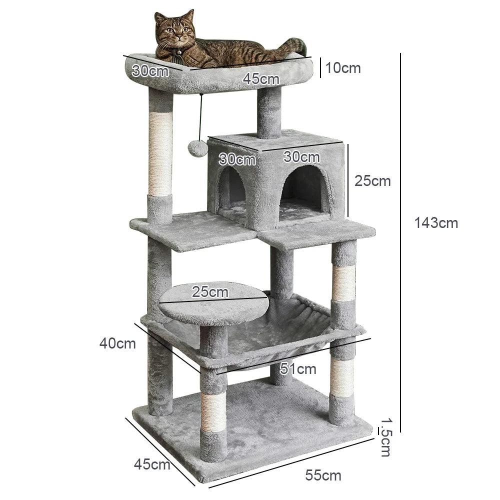 Arbre à Chat avec Hamac, Niches et Griffoirs en Sisal