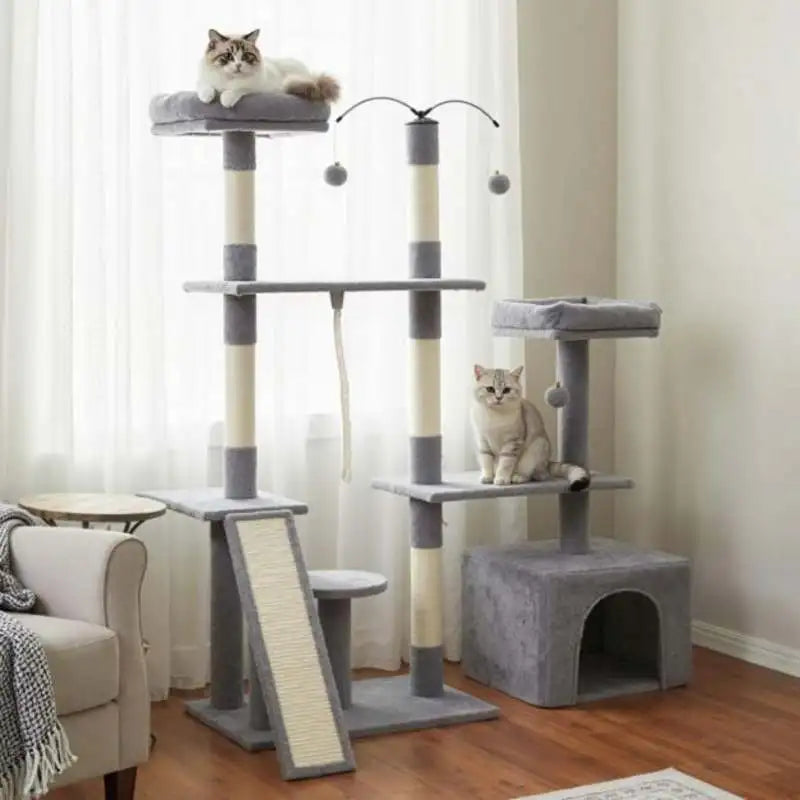 Arbre à Chat Rotatif avec Niche, Rampe et Plateformes